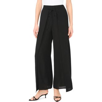 Halogen Tie Front Overlay Wide Leg Pants in Rich Black at Nordstrom Rack, Size X-Small