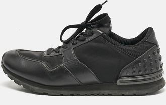 Tod's Tods Black Nylon Mesh And Leather Low Top Sneakers