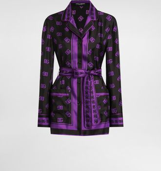 Dolce & Gabbana Dg All-over Print Silk Twill Vanity Shirt - Woman Shirts And Tops Print 36