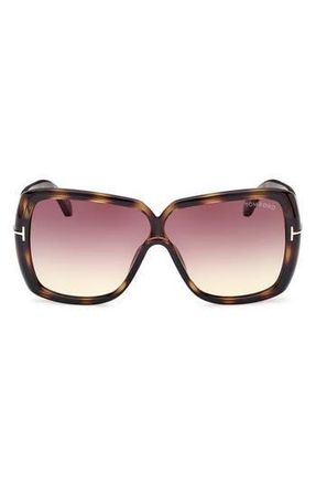 Tom Ford 61mm Geometric Sunglasses in Dark Havana /Gradient Violet at Nordstrom Rack