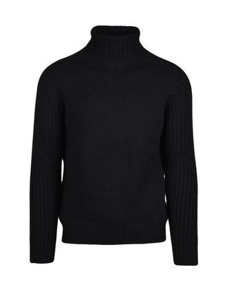 Gran Sasso Black High Neck Virgin Wool Sweater