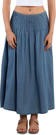 Wash Lab Denim Pintuck Denim Maxi Skirt in Denim Dusk at Nordstrom, Size 31