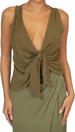 JLUXLABEL Elicia Front Tie Sleeveless Top in Green at Nordstrom, Size Medium