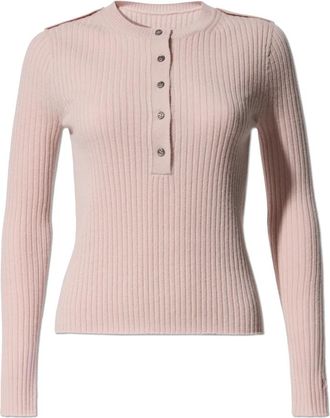 Perfect Moment Henley Top - Dames - V-hals truien - Roze - S - Wol - Truien & Vesten