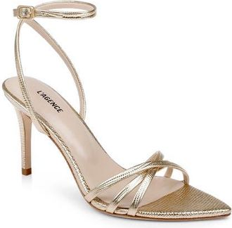 L'agence Dua Ankle Strap Sandal in Gold Lizard at Nordstrom, Size 9.5