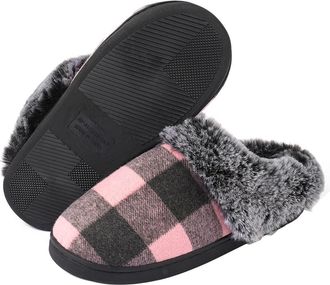 Generic Winter Slippers Fuzzy Anti-Slide Winter for Women Indoor House Closed Toe Plush Fleece Lined Flat Christmas Gifts for Women Men