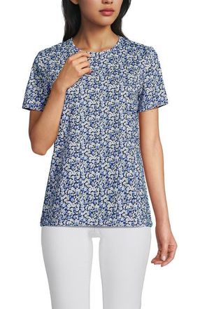 Lands End Relaxed Supima Cotton T-Shirt in Navy/clear Blue Ditsy Floral at Nordstrom, Size X-Small P