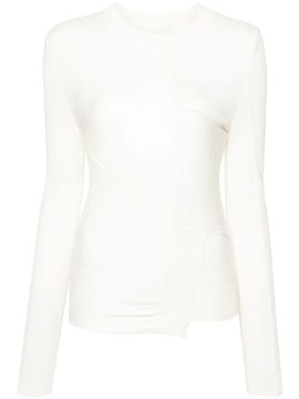 Maison Margiela asymmetric virgin wool blend jumper - White