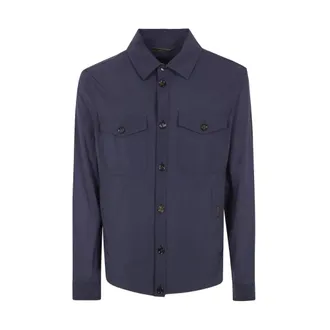 Moorer Light Jackets, male, Blue, Size: M Ade-ac Shirt