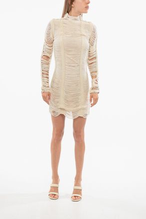 Balmain Vestito in Rete a Maniche Lunghe Balmain
