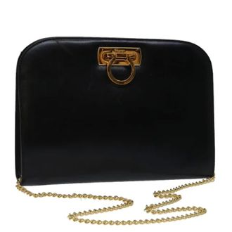 Ferragamo Tweedehands leren schoudertassen - Dames - Pre-owned - Zwart - Maat: ONE Size Leer