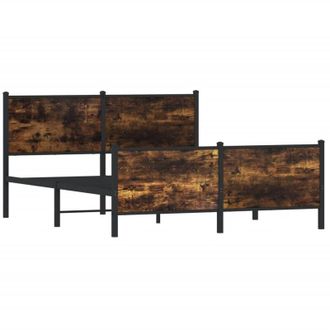 vidaXL Vidaxl - Estructura De Cama Sin Colch&oacute;n Metal Roble Ahumado 137x190 Cm