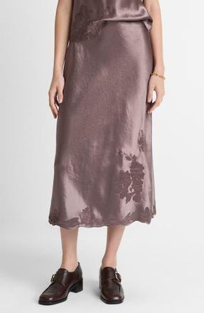 Vince Embroidered Satin Maxi Slip Skirt in Smoky Berry at Nordstrom Rack, Size Medium