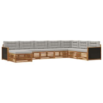 vidaXL Conjunto De Sof&aacute;s De Exterior 8 Pcs Natural Y Gris Claro Vidaxl