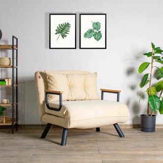 Dmora Butaca Keoni, Asiento Reclinable, Con Brazos, Soporta Hasta 100 Kg, 60x78x78h Cm Blanco Crema