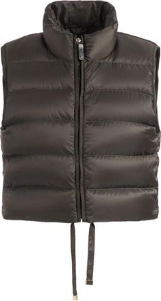 Max Mara Gewatteerd Cropped Gilet - Dames - Bodywarmers - Groen - M - Leer - Jassen