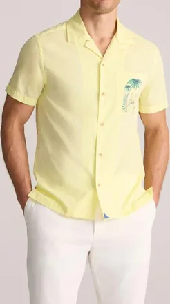 UNTUCKit Cotton Camp Shirt in Yellow at Nordstrom, Size Medium