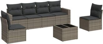 vidaXL Vidaxl - Set De Sof&aacute;s De Jard&iacute;n 7 Piezas Con Cojines Rat&aacute;n Pe Gris