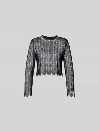 Self Portrait Slim Fit Longsleeve aus floraler Spitze in Black, Gr&ouml;&szlig;e XL