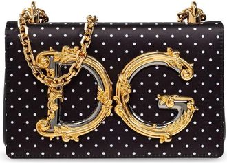 Dolce & Gabbana small DG Baroque satin crossbody bag - women - Polyester/Lambskin - One Size - Black