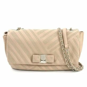 Ferragamo Pre-owned Cross Body Bags, female, Beige, Size: ONE SIZE Pre-owned Leather shoulder-bags