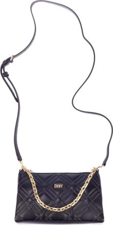 DKNY Mens Accessories Evon Tz Cross Body Bag in Black Gold Leather - One Size