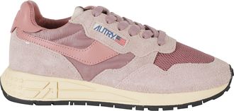 Autry Pink Reelwind Low Suede Inserts Leather Sneakers