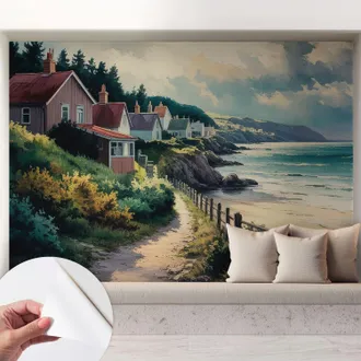 Tulup Carta Da Parati Autoadesiva - Impermeabile - Murale Da Parete - Decorazione Murale - Casette Sulla Scogliera 208x146 Cm