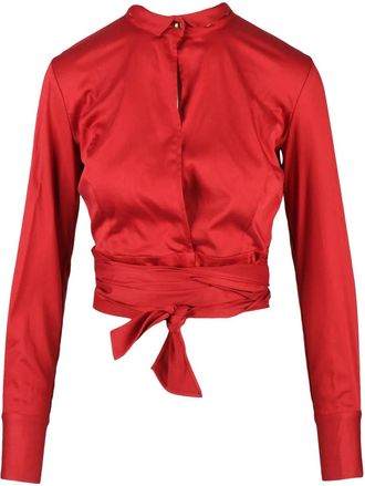 Elisabetta Franchi Red Lycra Elastane Cropped Shirt with Sash