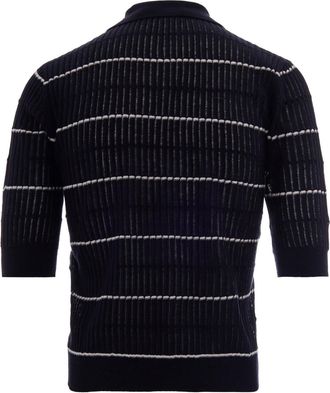 Max Mara Womens Polo Sweater Wool-Silk Blue Jumpers