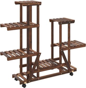 vidaXL Vidaxl - Soporte De Flores Con Ruedas Madera Maciza Abeto 95x25x101 Cm