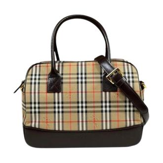 Burberry Pre-owned Vintage Boston Bag - Dames - Vintage Handtas - Beige - ONE Size - Leer - Vintage