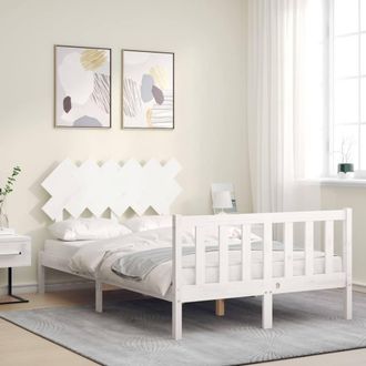 Berkfield Home Beautiful Bed Frame with Headboard White 120x200 cm Solid Wood