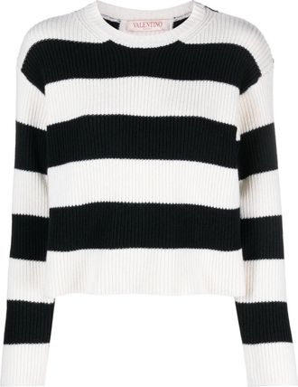 Valentino Garavani striped virgin wool jumper - women - Virgin Wool - S - Black