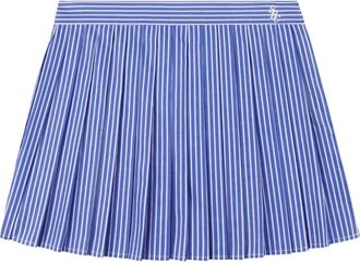 Sporty & Rich Blauw Gestreept Geplooide Rok met Hoge Taille - Dames - Korte rokken - Blauw - L - Katoen - Rokken