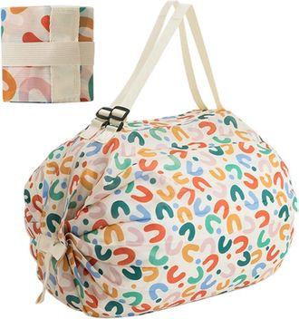 Generic Reusable Shopping Bag - Foldable Bags for Groceries Storage, Nylon Tote with Handles Strong Load-Bearing for Snacks Cake Soda Water Drinks Beer Fruits