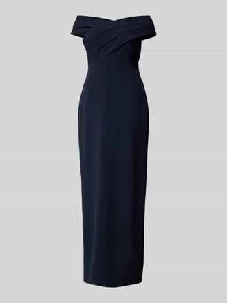 Lauren Ralph Lauren Off-Shoulder-Abendkleid mit Teilungsnaht Modell IRENE in Dunkelblau, Größe 46
