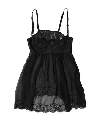 Dolce & Gabbana Silk Floral Lace Tank Top - Black