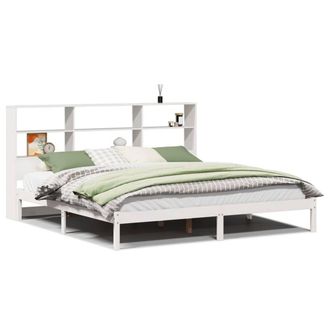 Berkfield Home Bookcase Bed Frame White 180x200 cm Super King Solid Wood Pine