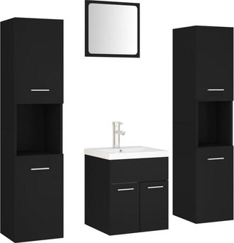 vidaXL Conjunto de muebles de baño aglomerado negro vidaXL
