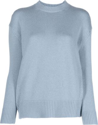 Max Mara round-neck wool-blend jumper - women - Cashmere/Wool - L - Blue