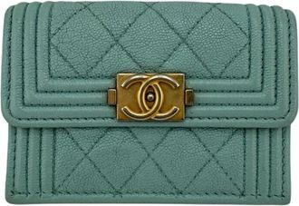 Chanel Boy Chanel Leather Wallet (Tri-Fold) (Pre-Owned)