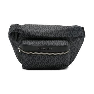 Michael Kors Signature Logo Print Woven Belt Bag - male - Michael Kors - Bum Bags - Black - ONE SIZE - Bags