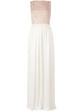 Maison Rabih Kayrouz puckering sleeveless gown - women - Silk/Acetate/Polyamide/Silk/Polyester - 38 - Neutrals