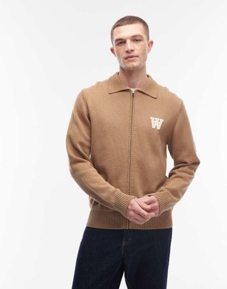 Wood Wood Double A By Wood Wood - Cardigan marrone con zip