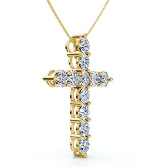 Pompeii3 4Ct TW Diamond Cross Pendant 14k Gold Womens 18 Necklace Lab Grown