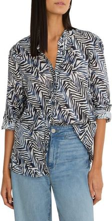 Nic+Zoe Inked Lines Button-Up Shirt in Indigo Multi at Nordstrom, Size Xx-Large