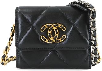 Chanel Black Leather Coin Purse/Coin Case (Pre-Owned)