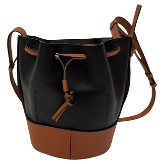 Loewe Pre-owned Womens Small Balloon Bucket Bag in Black and Brown Leather - One Size