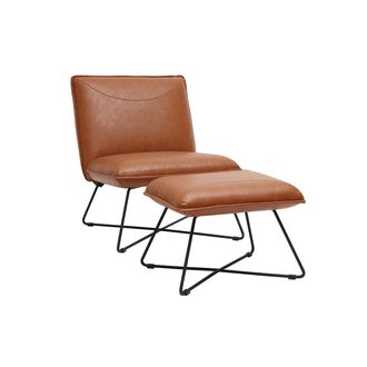 Miliboo Miliboo - Sill&oacute;n Vintage Marr&oacute;n Con Reposapi&eacute;s Philo